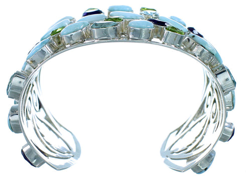 Gem Stone Authentic Silver Multicolor Cuff Bracelet GS57416